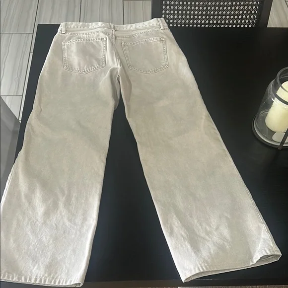 Express Cream Wide Leg Jeans - Picture 2 of 5